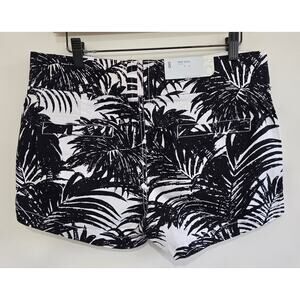 Old Navy Black & White Palm Print Mid-Rise Womens Shorts NWT Size 8